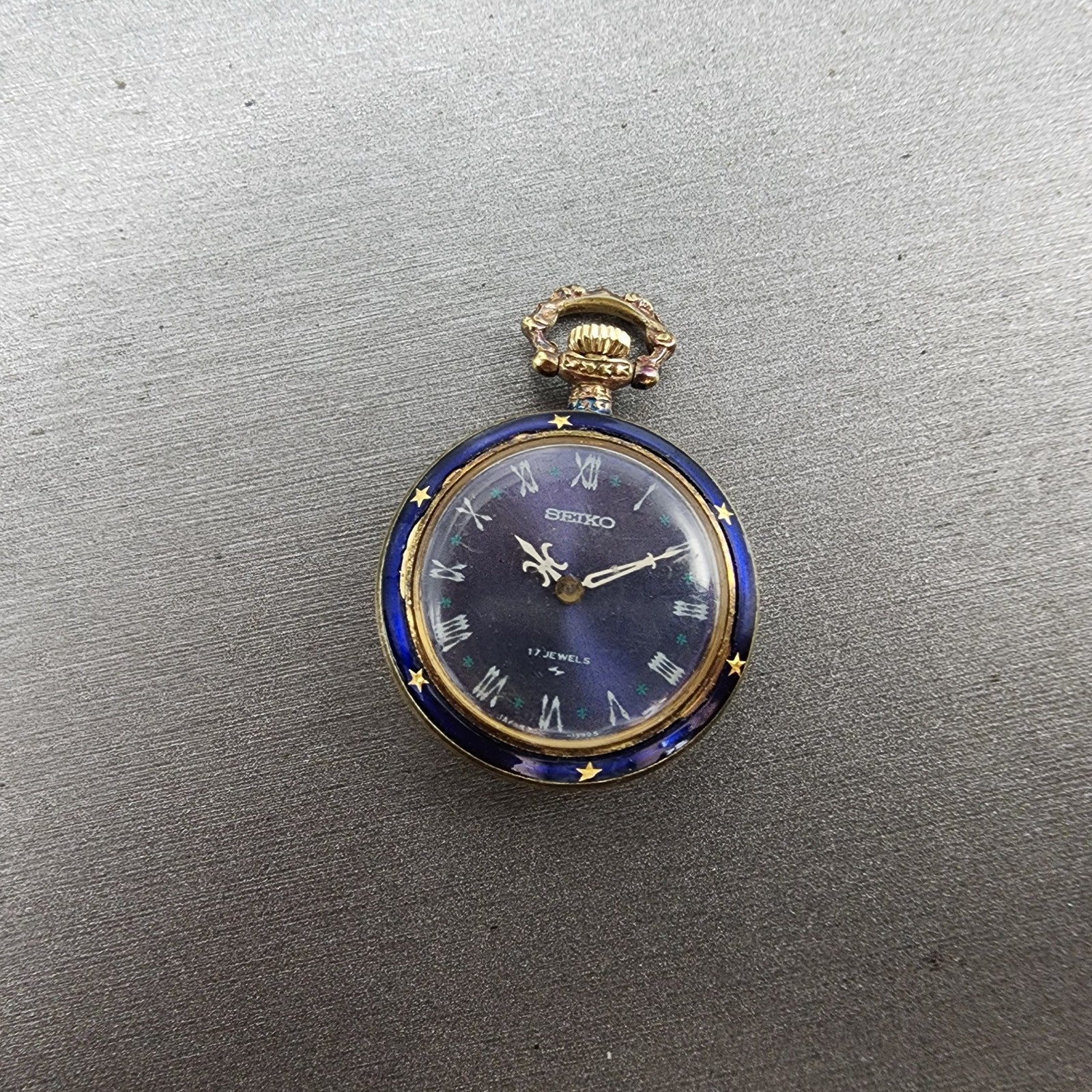 Seiko Pendent Watch Women 23mm Blue Dial Gold & Blue Tone Manual 210380 Runs0