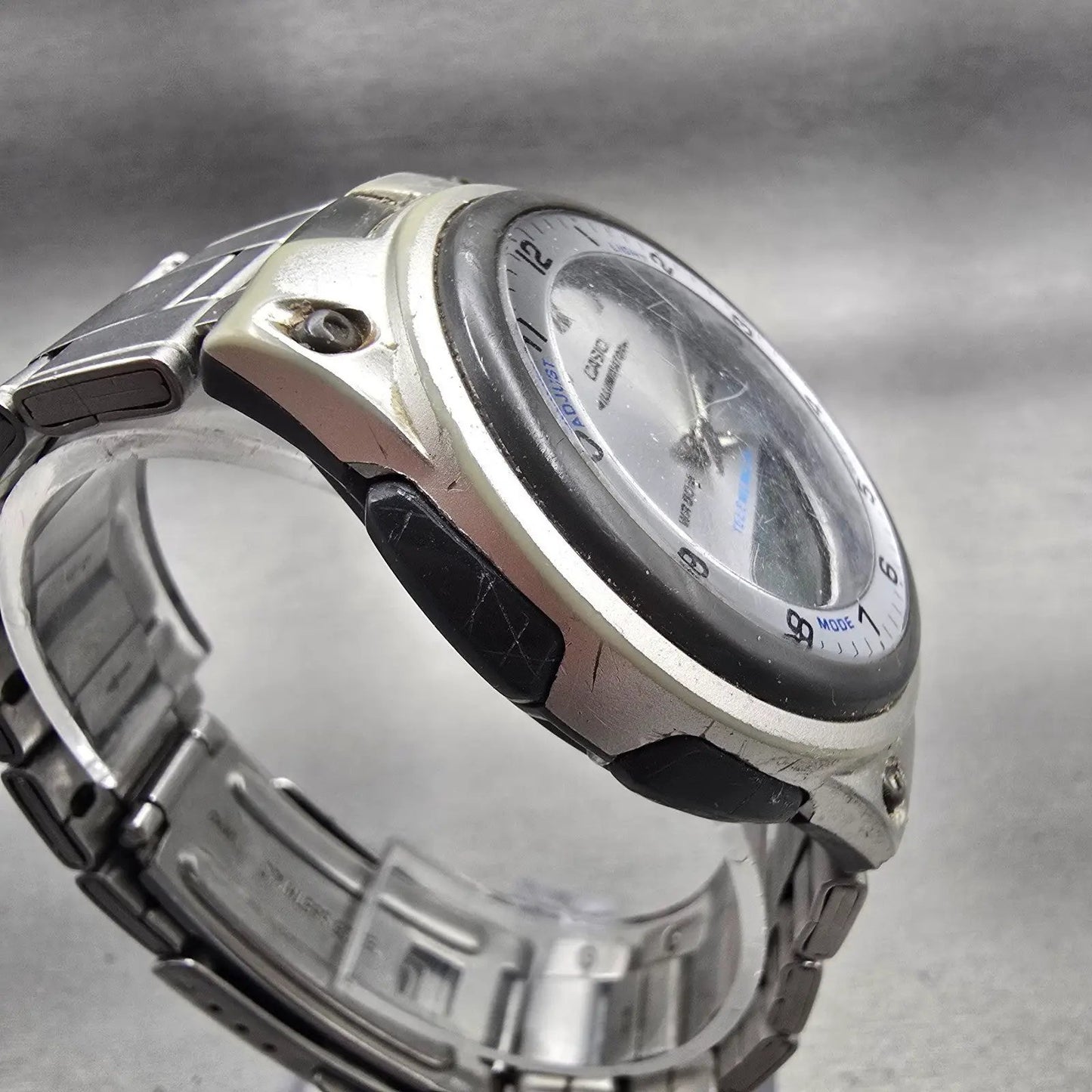 Casio Illuminator AW-80 Watch Men 40mm Silver Dial Silver Tone Daydate New BattH3