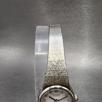 Bulova Watch Women 18mm White Dial Silver Tone Round 91L06 New Battery4