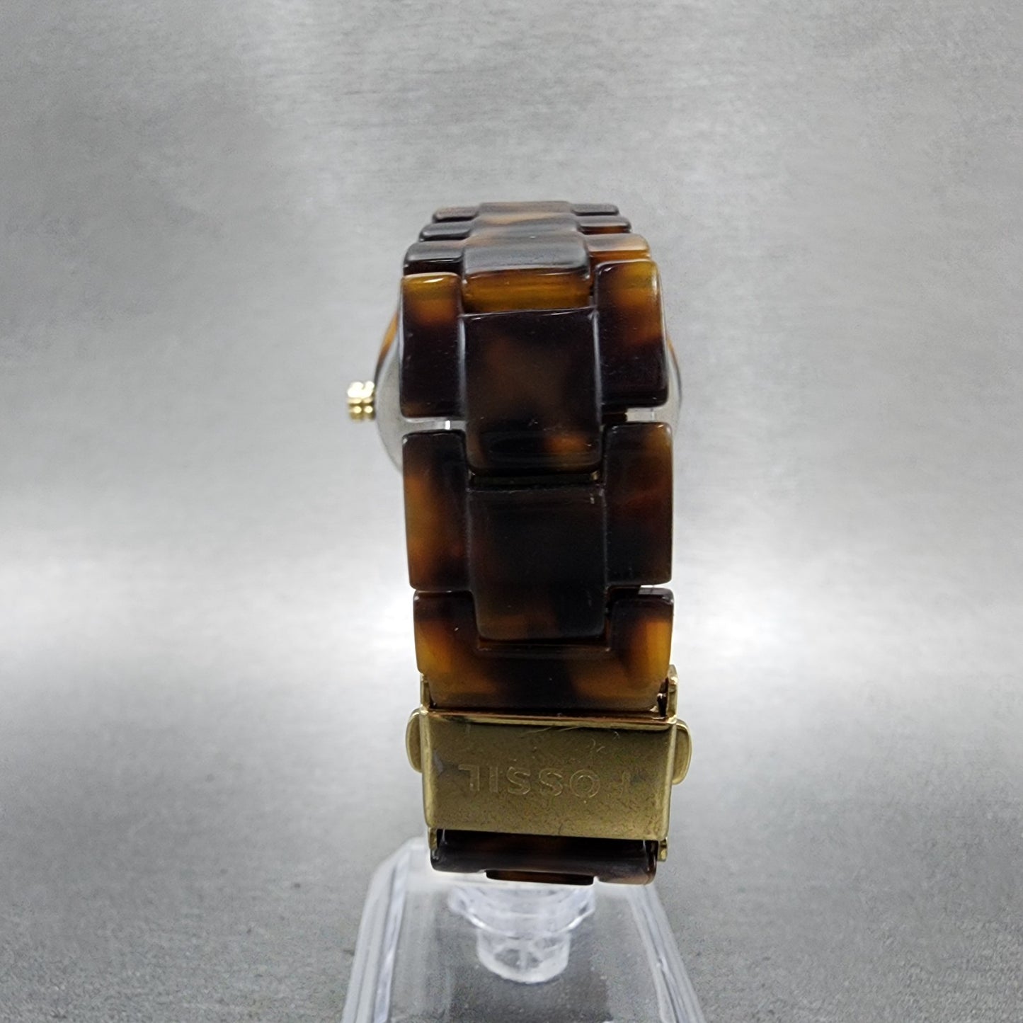 Fossil Stella Watch Women 37mm Brown Dial Brown Tortoise Daydate New Battery6
