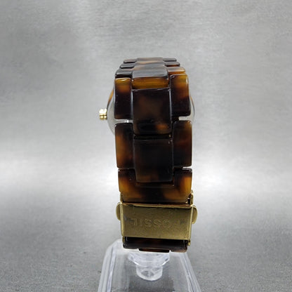 Fossil Stella Watch Women 37mm Brown Dial Brown Tortoise Daydate New Battery6