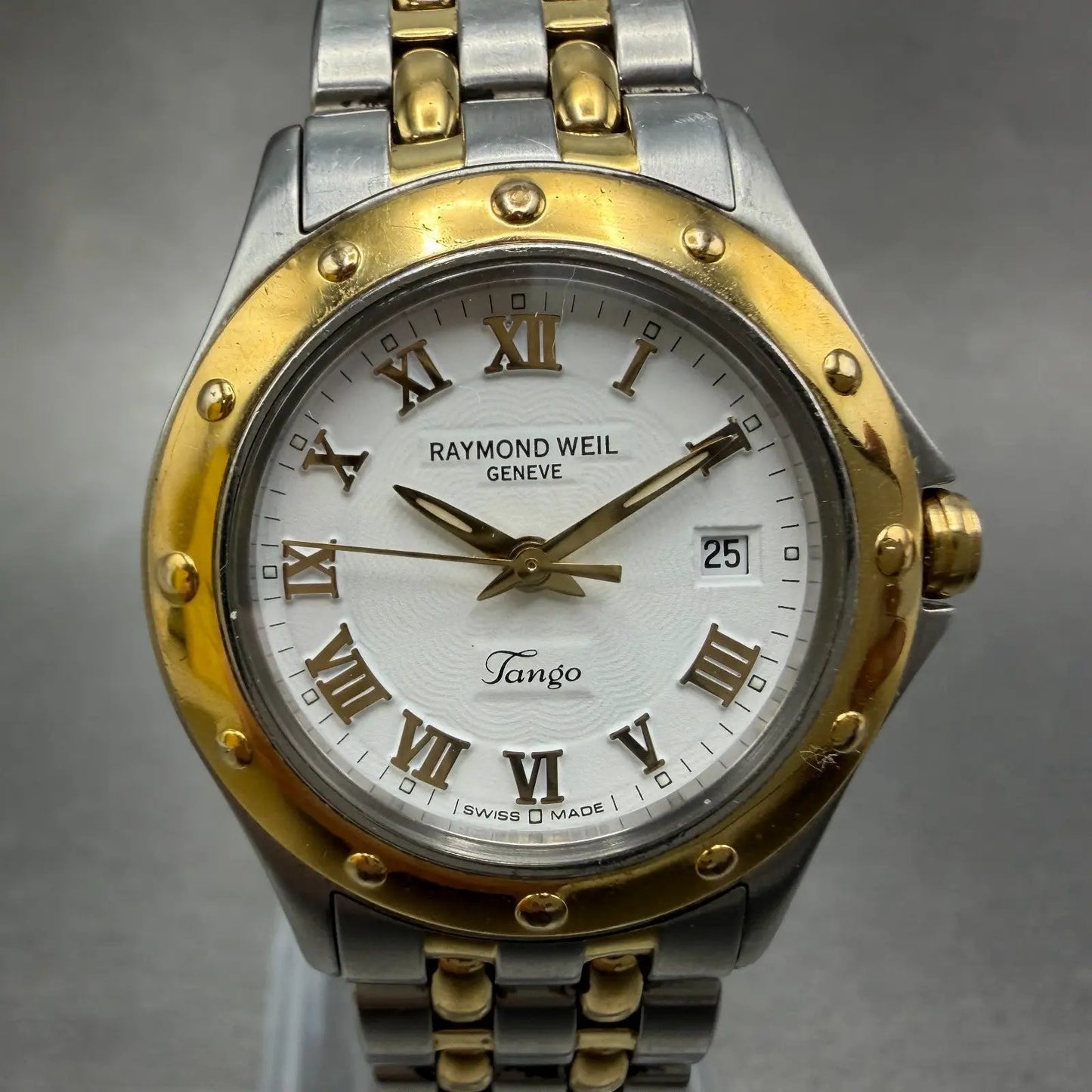 Raymond Weil Tango Watch Women 28mm White Dial Two Tone Date 5390 New battery0