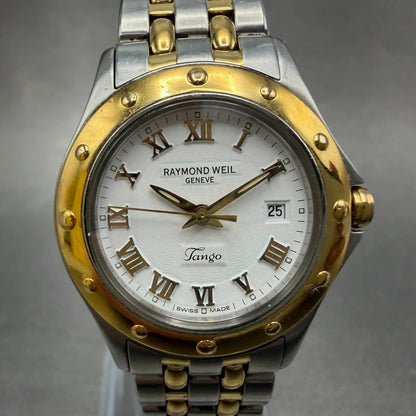 Raymond Weil Tango Watch Women 28mm White Dial Two Tone Date 5390 New battery0