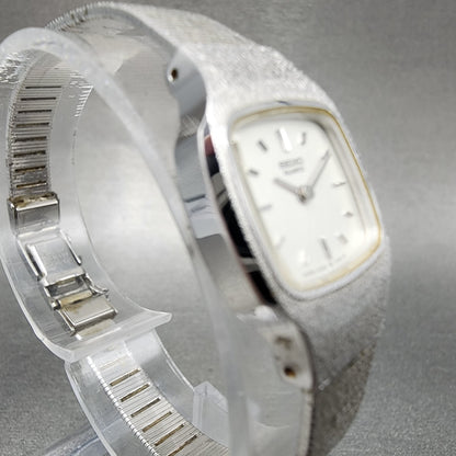 Seiko Watch Women 18mm White Dial Silver Tone Rectangle 2320-5269 New Battery