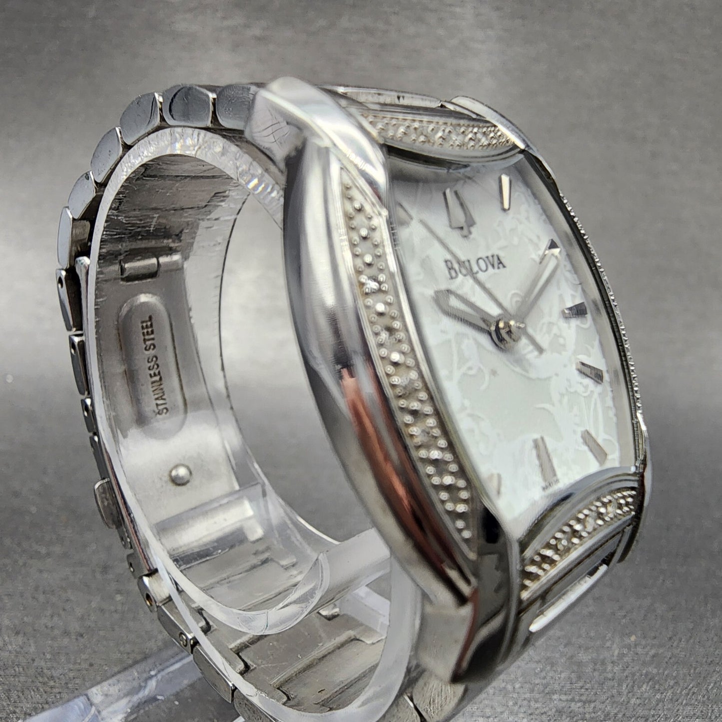 Bulova Watch Women 26mm White Dial Stainless Steel Tonneau 96R135 New Battery3