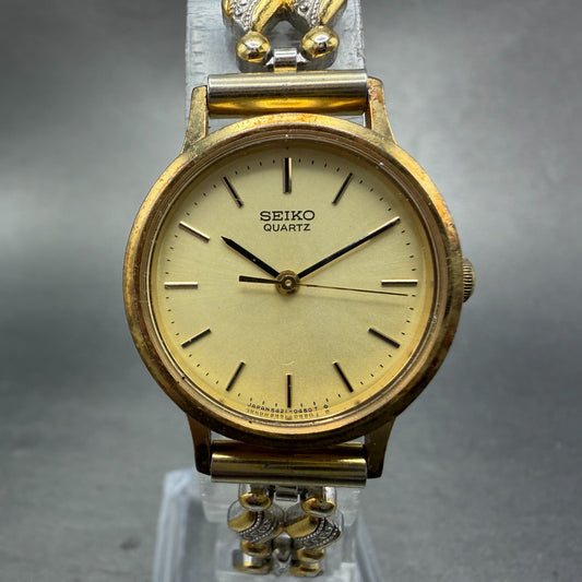 Seiko Watch Women 25mm Champagne Dial Gold Tone Round 5421-0090 New Battery0