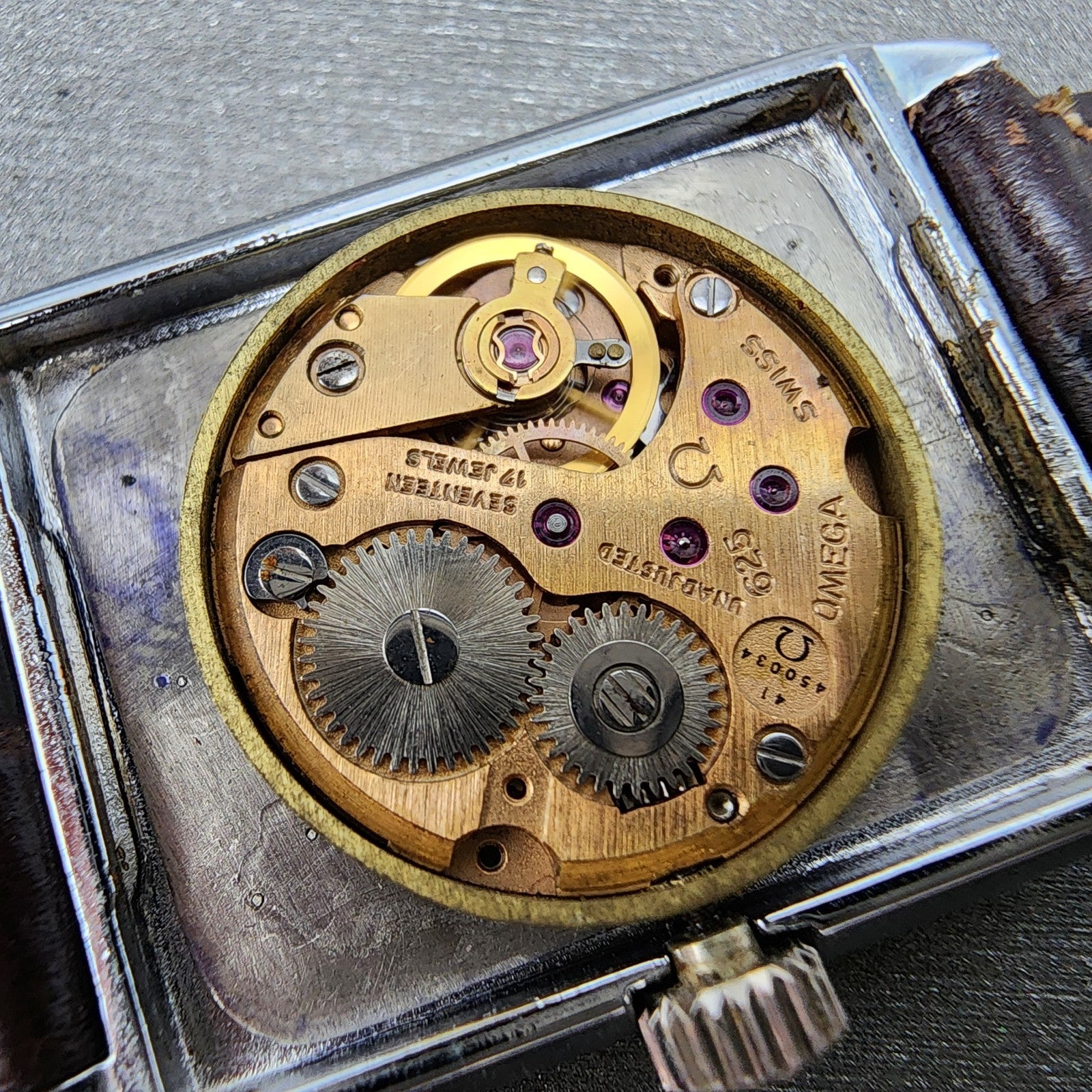 Omega De Ville Tank Watch Unisex 23mm Blue Dial Gold Plated Manual Wind Runs VTG11