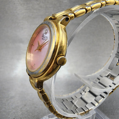 Bulova Diamond Watch Women 24mm MOP Dial Gold Tone Date 57p36 New Battery2