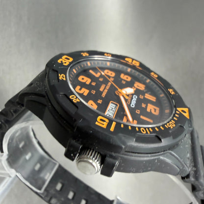 Casio Dive Watch Men 43mm Black Dial Black Orange Round MRW-200H New Battery2