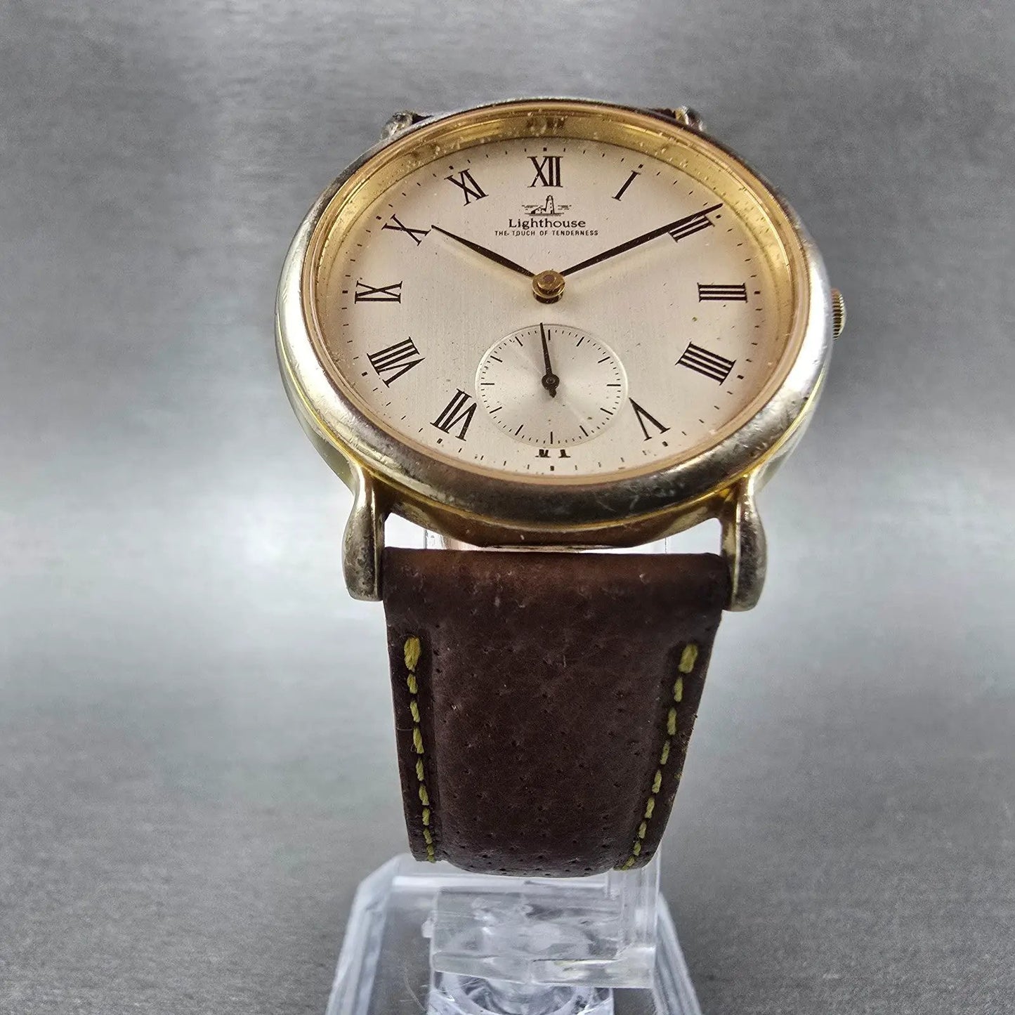 Citizen Lighthouse Watch Men 33mm Silver Dial Gold Tone 6045-G03855 New Battery6