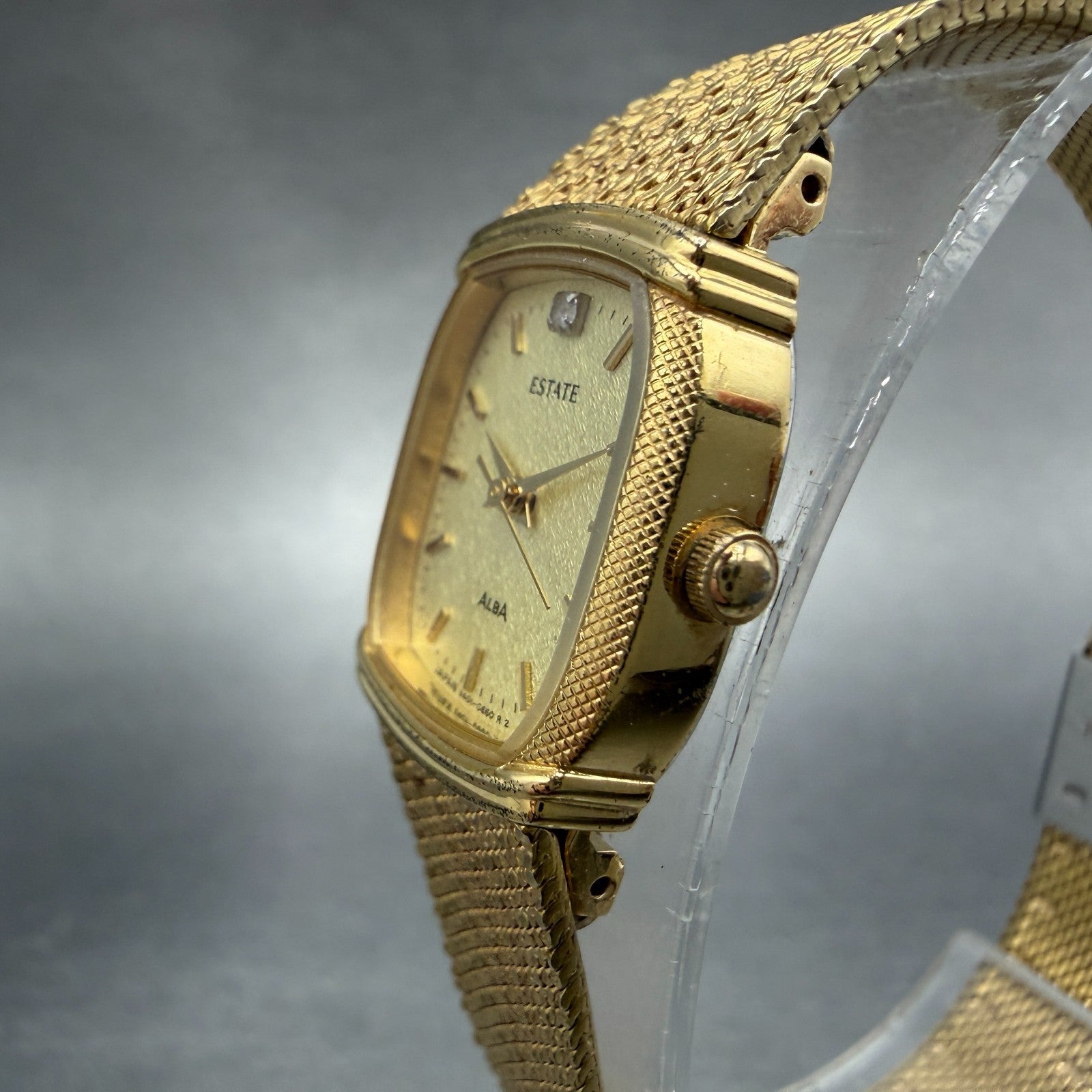 Seiko Alba Estate Tank Watch Women 19mm Champagne Dial Gold Tone New Battery2
