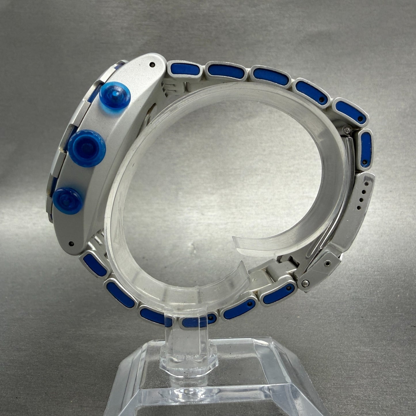 Swatch Endless Energy Chrono Watch Men 45mm Blue Dial Silver Date New Battery6
