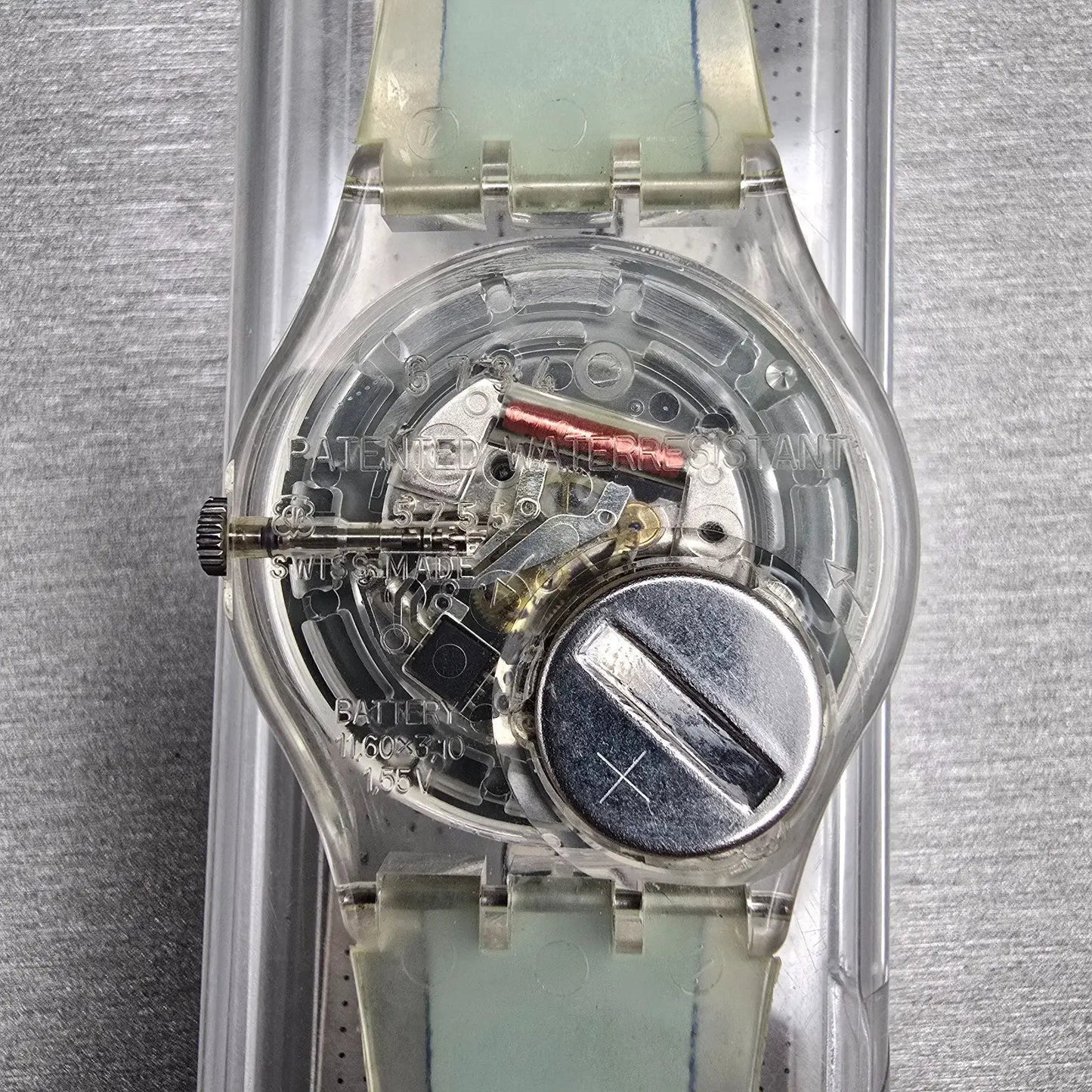 Swatch Gent SMALL IN BIG Watch Men 34mm White Dial Clear Case GK254 New Battery13