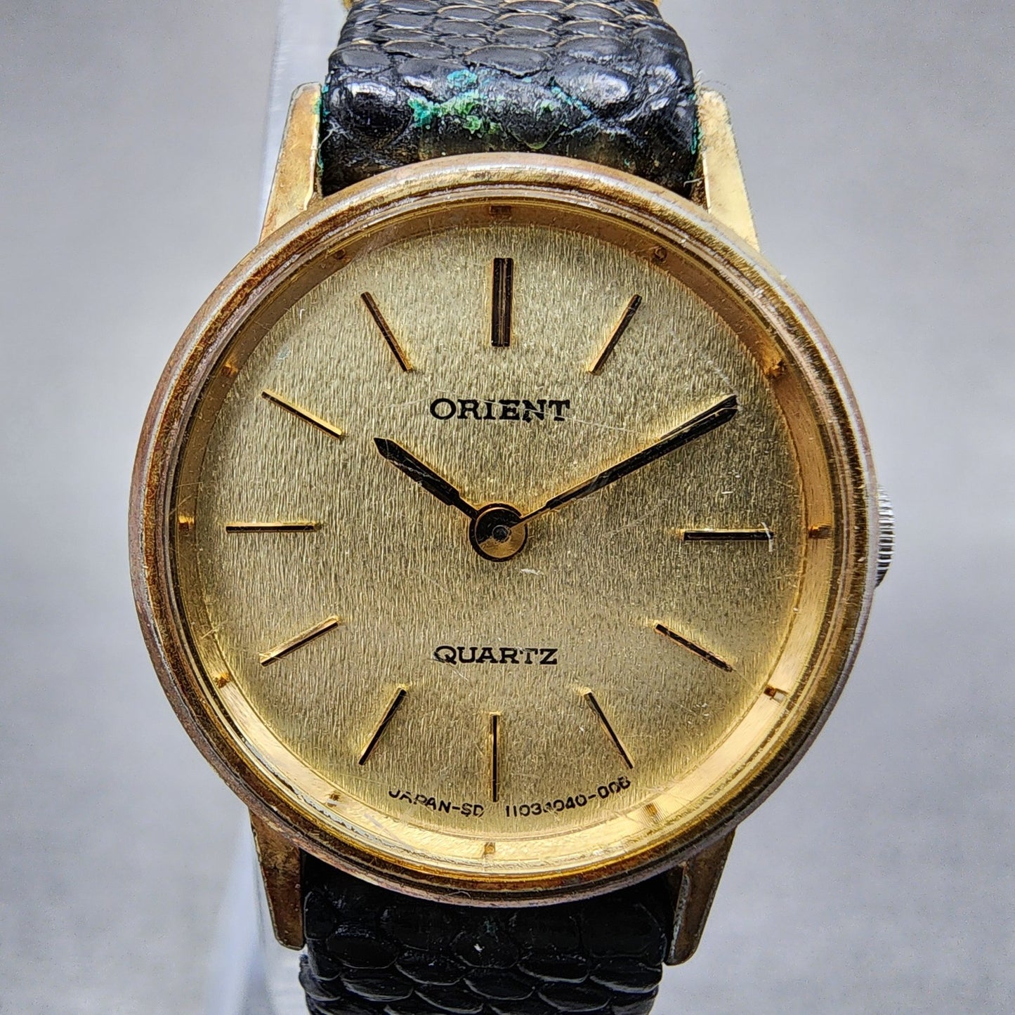 Orient Watch Women 21mm Gold Dial Gold Plated Round Leather New Battery VTG1