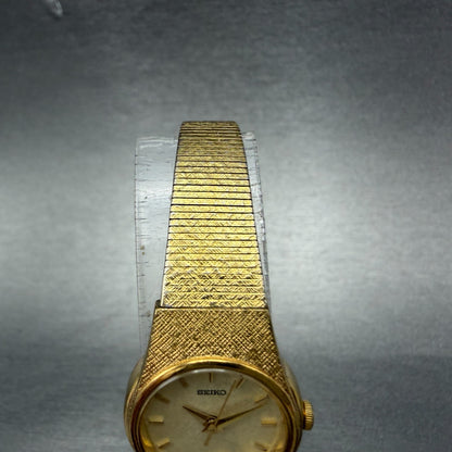 Seiko Watch Women 19mm Champagne Dial Gold Tone Round V401-1819 New Battery VTG4