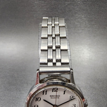 Seiko Watch Women 25mm White Dial Silver Tone Round 5421-0090 New Battery VTG
