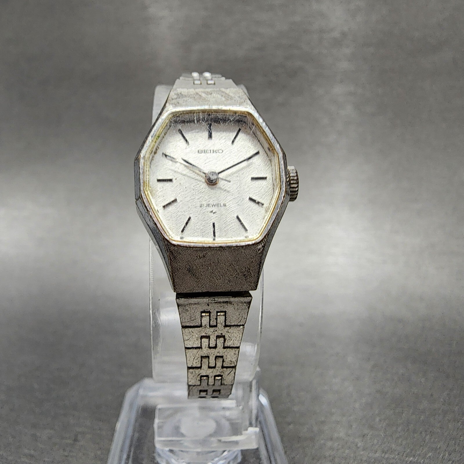 Seiko Watch Women 19mm Silver Dial Silver Tone Manual Octagon 11043390 Runs6
