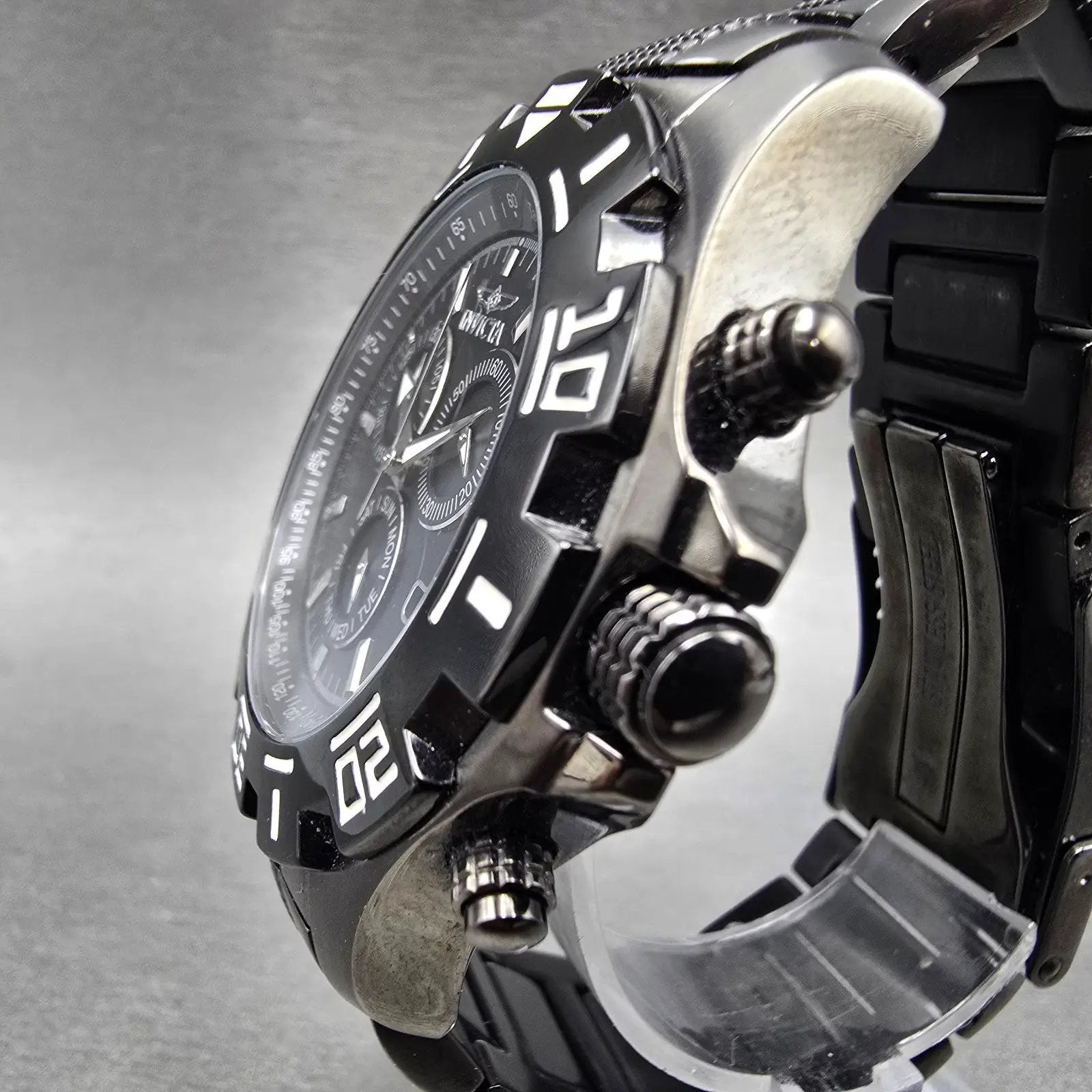 Invicta Specialty Chronograph Dive Watch Men 46mm Black Dial Black Tone New Batt2