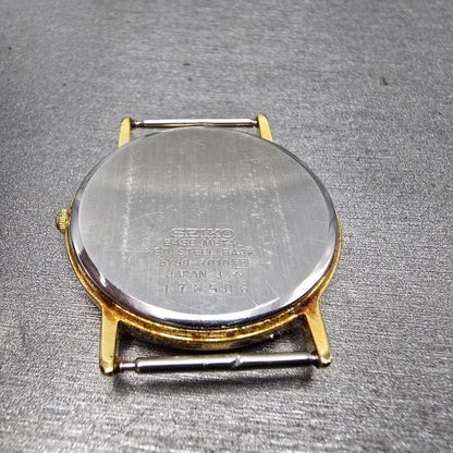 Seiko Watch Men 32mm Gold Dial Gold Tone Date Round 5Y39-7010 VTG PARTS8