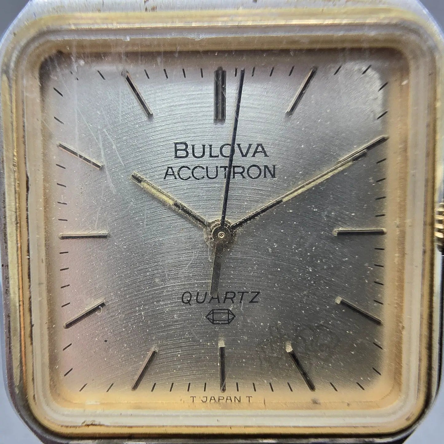 Bulova Accutron Tank Watch Men 31mm Silver Dial Two Tone Rectangle PARTS Vintage2