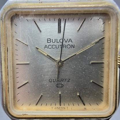 Bulova Accutron Tank Watch Men 31mm Silver Dial Two Tone Rectangle PARTS Vintage2