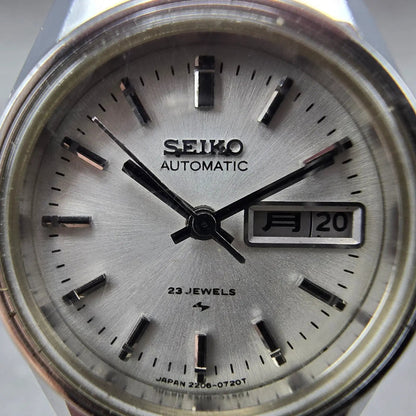 Seiko Automatic Watch Women 25mm Silver Dial Silver Daydate 2206-0480 Runs JP1