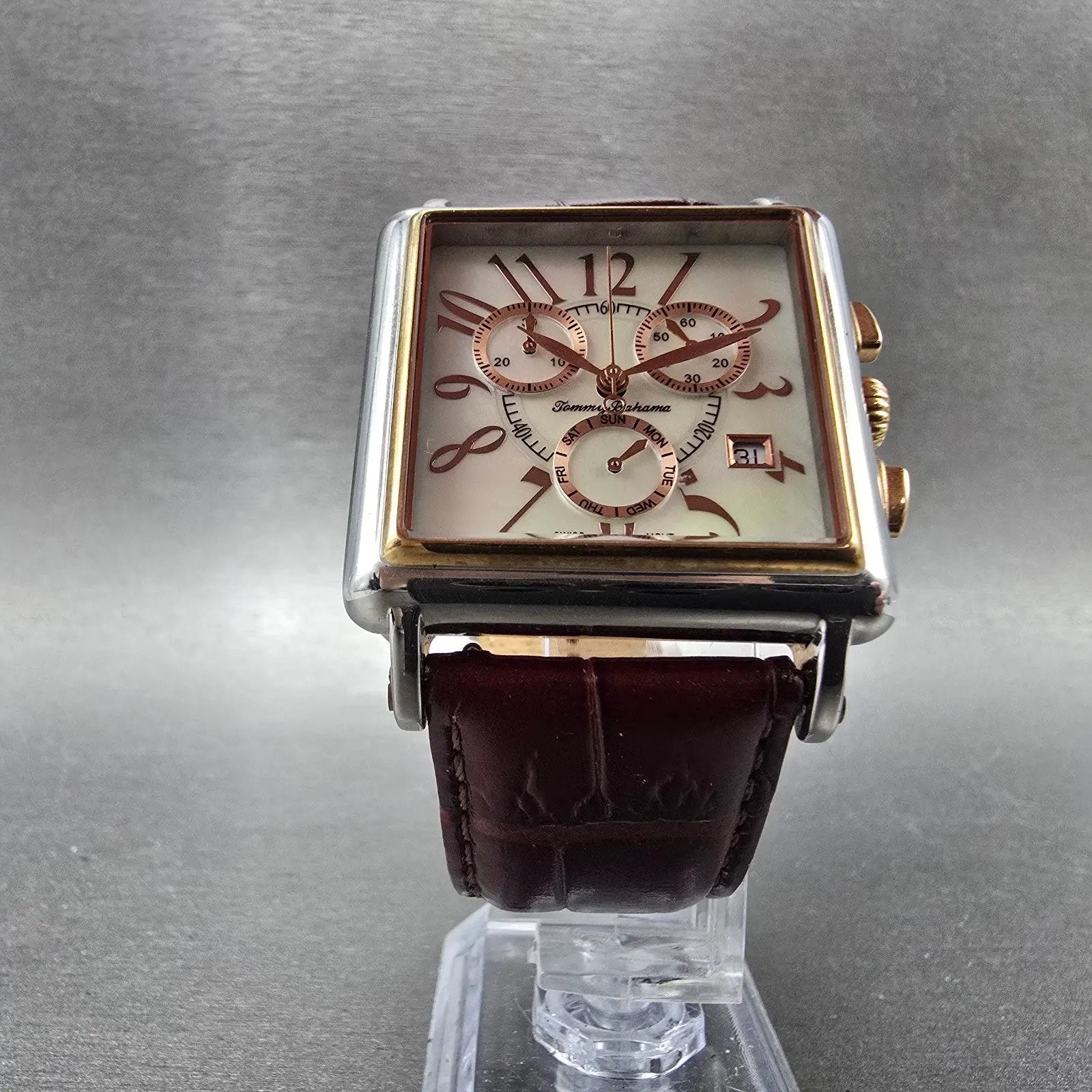 Tommy Bahama Chronograph Watch Unisex 35mm MOP Dial Two Tone Date TB2114 New Bat5