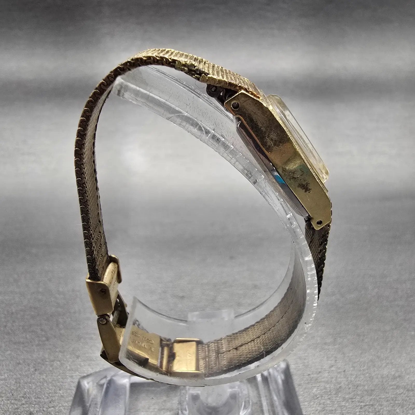 Seiko Watch Women 16mm Bronze Dial Gold Tone Rectangle 11-3669 Manual Wind Works9