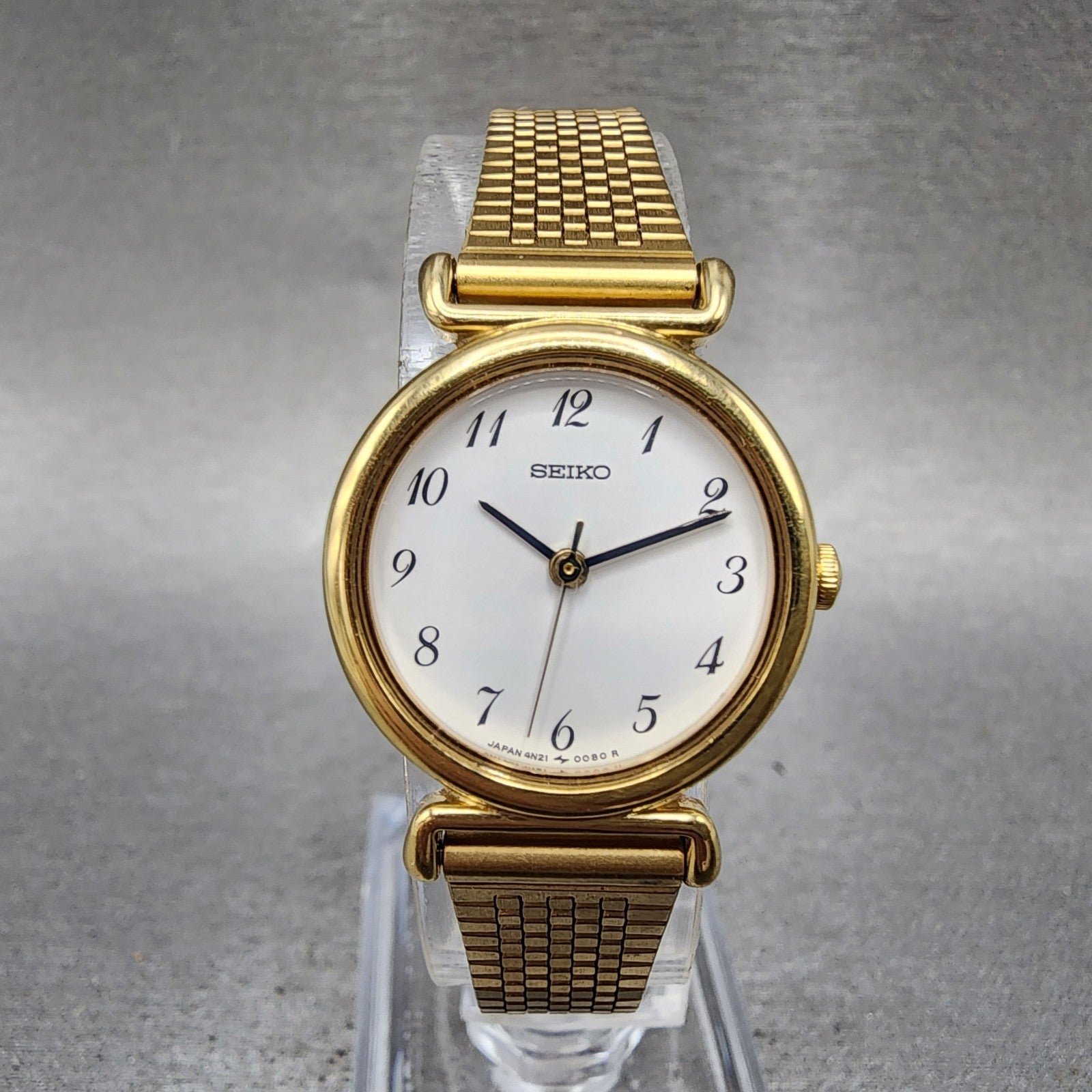 Seiko Watch Women 22mm White Dial Gold Tone Round 4n210052 New Battery1