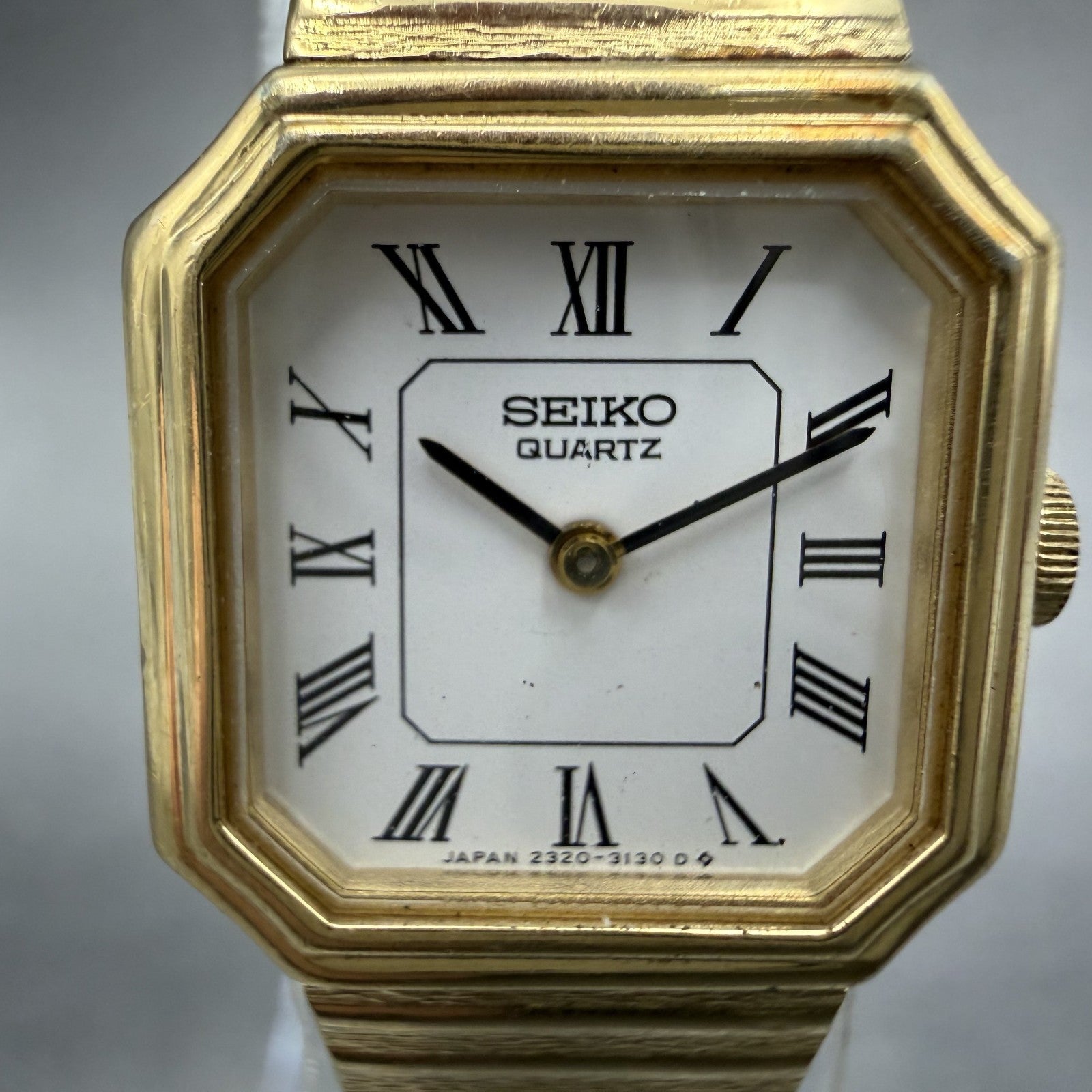 Seiko Watch Women 19mm White Dial gold Tone Octagon VTG 2320-6590 New Battery1