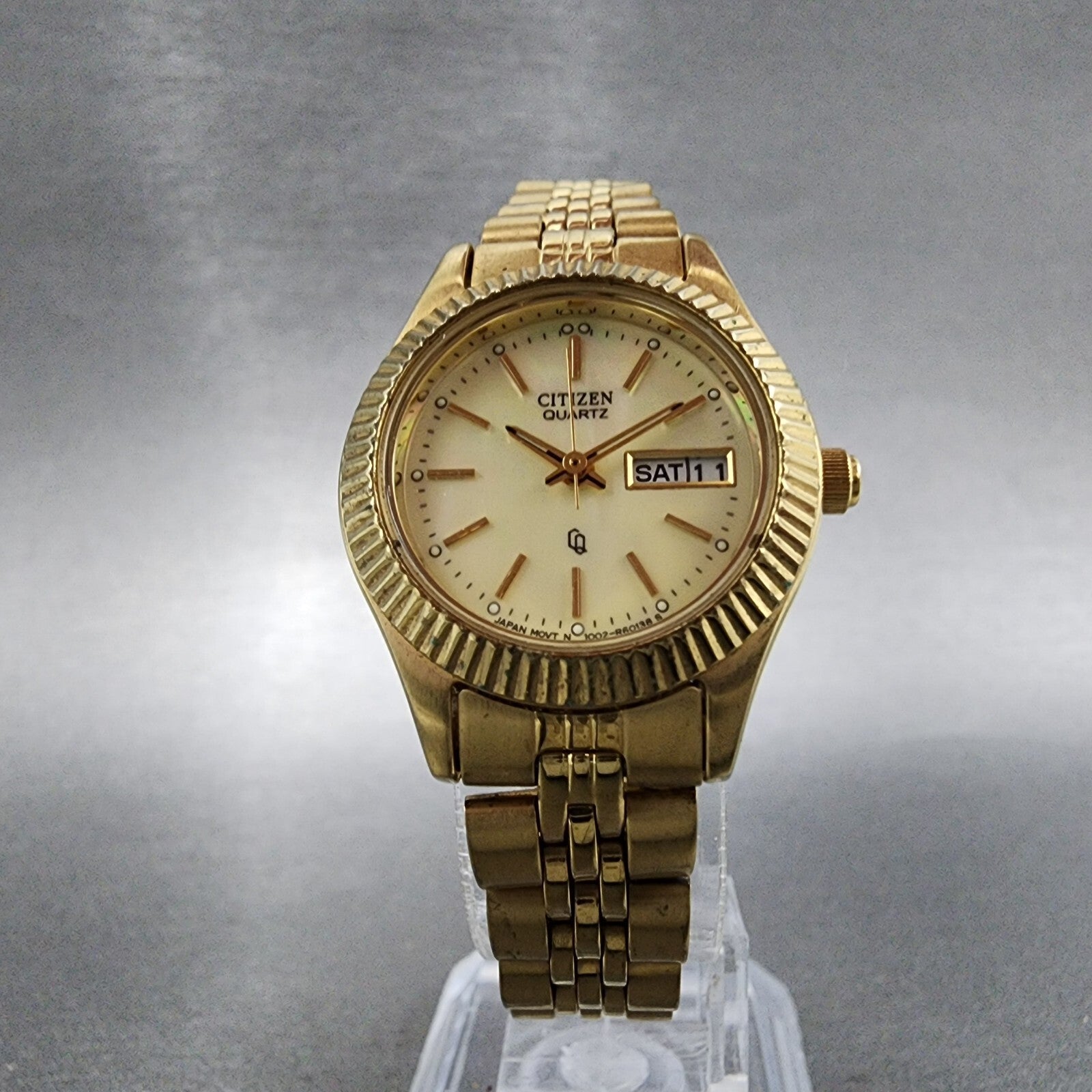Citizen CQ President Watch Women 26mm MOP Dial Gold Tone Daydate Round New Batt5