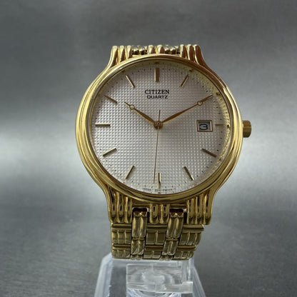 Citizen Watch Men 34mm White Dial Gold Tone Date Round 5510-F52584 New Battery5