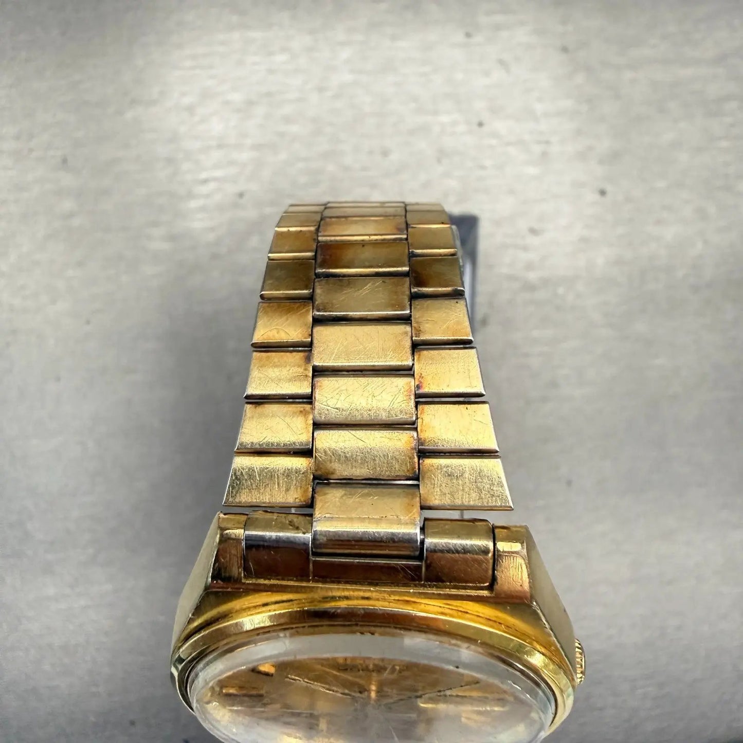 Seiko SQ Watch Men 35mm Gold Dial Gold Tone Daydate Round 7546-8440 New Battery4
