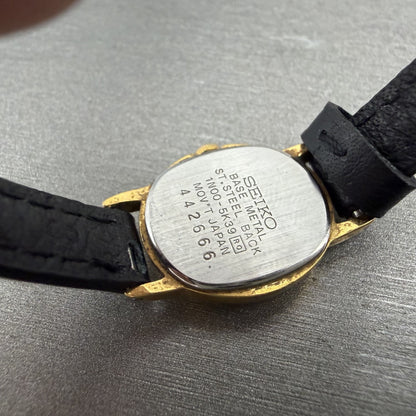 Seiko Watch Women 18mm Champagne Dial Gold Tone Oval VTG 1N00-5K39 New Battery10