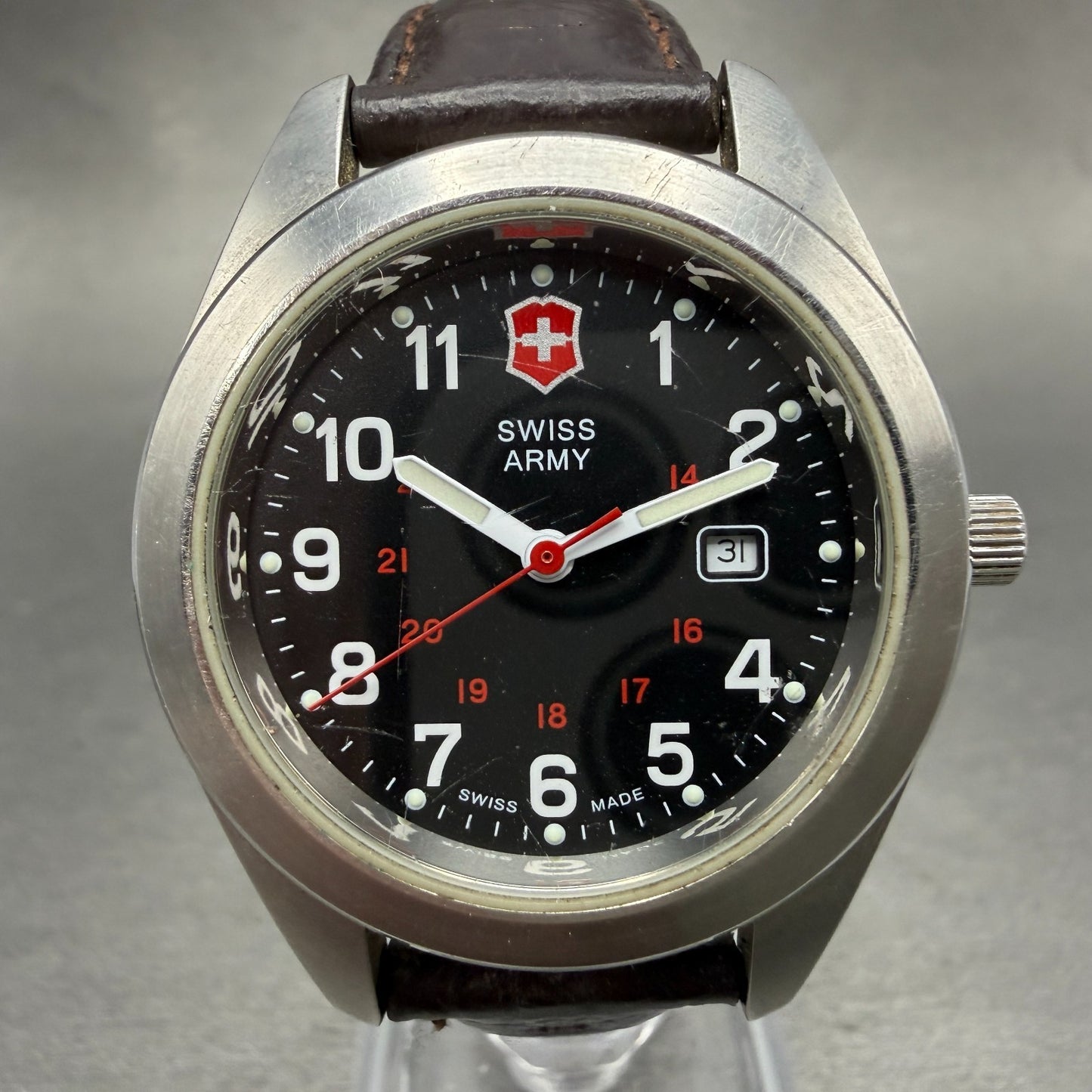 Victorinox Swiss Army Garrison Watch Women 34mm Black Dial Steel Date New Batt0