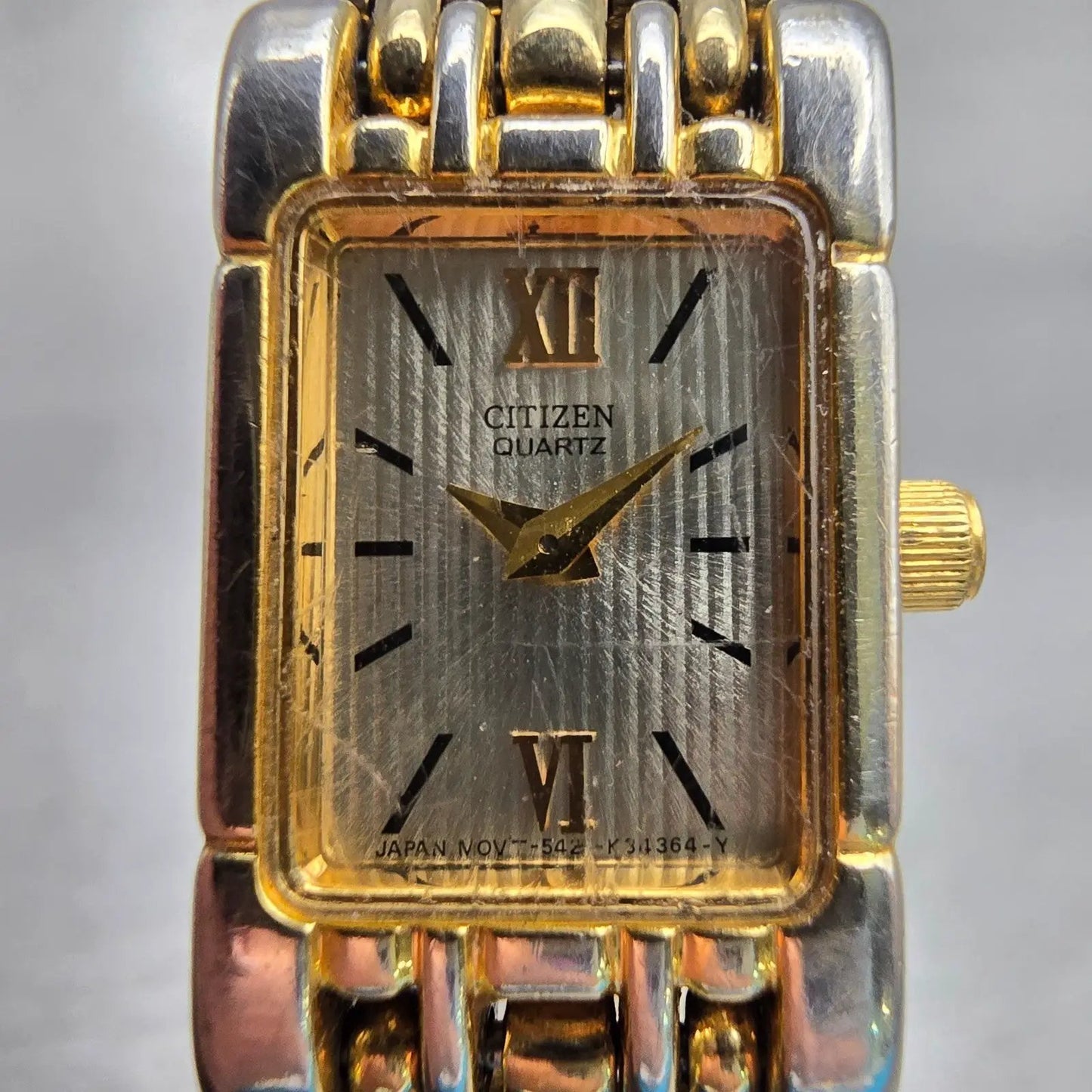 Citizen Watch Women 14mm Gold Dial Gold Tone Rectangle 5421-K10821 New Battery G1