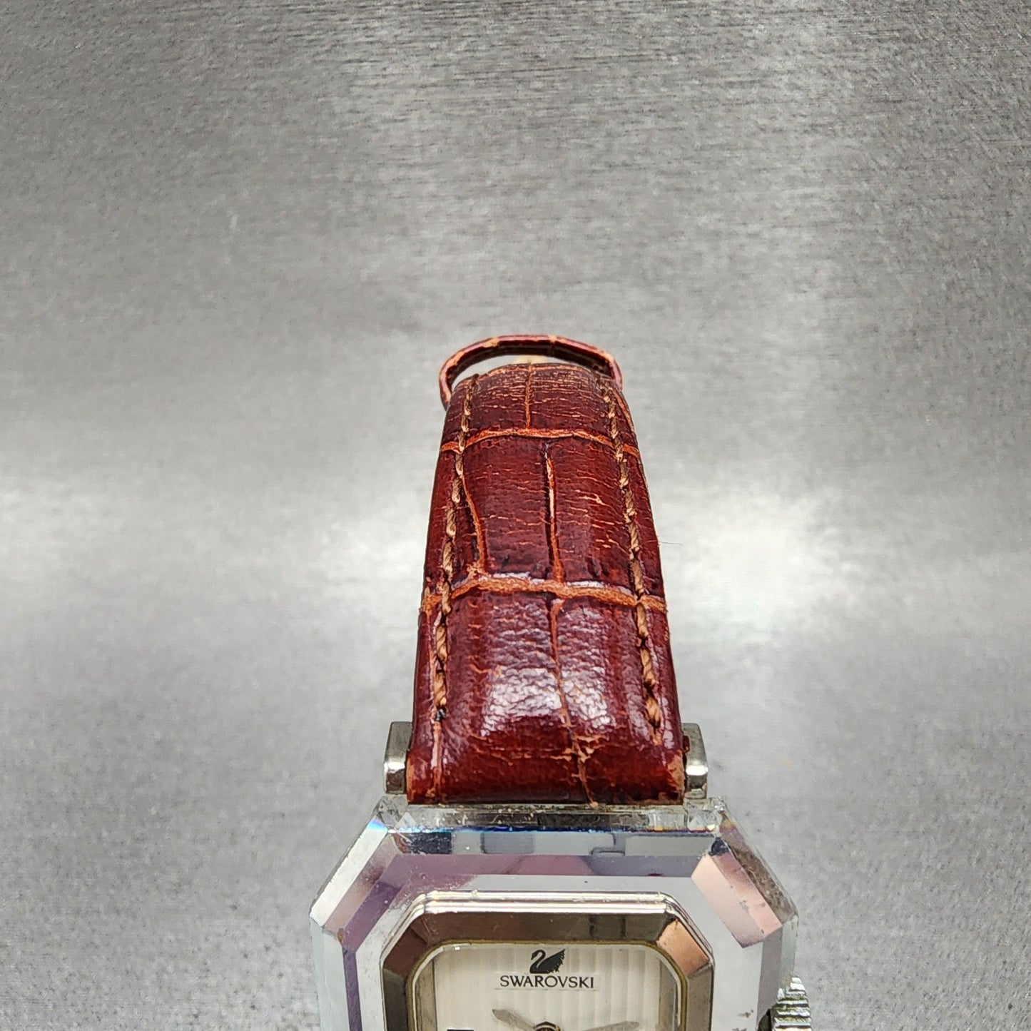 Swarovski Watch Women 30mm White Dial Silver Tone Octagon Crystal New Battery4