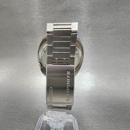 Seiko 5 Sports Watch Men 41mm Silver Dial Silver Tone Daydate Automatci Runs