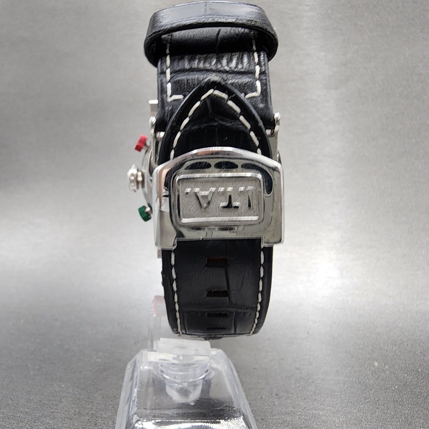 ITA Orologio B.Compax 2.0 Watch Men 47mm Black Dial Silver Tone Chrono New Batt8