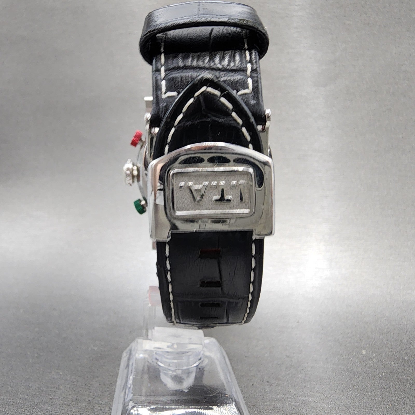 ITA Orologio B.Compax 2.0 Watch Men 47mm Black Dial Silver Tone Chrono New Batt8