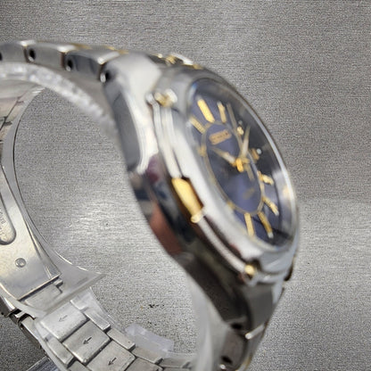 Seiko 100M Watch Women 28mm Blue Dial Two Tone Date Round 7n820fh0 New Battery3