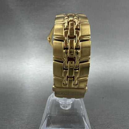 Seiko Watch Men 37mm White Dial Gold Tone Date Round 7N420BD0 New Battery7