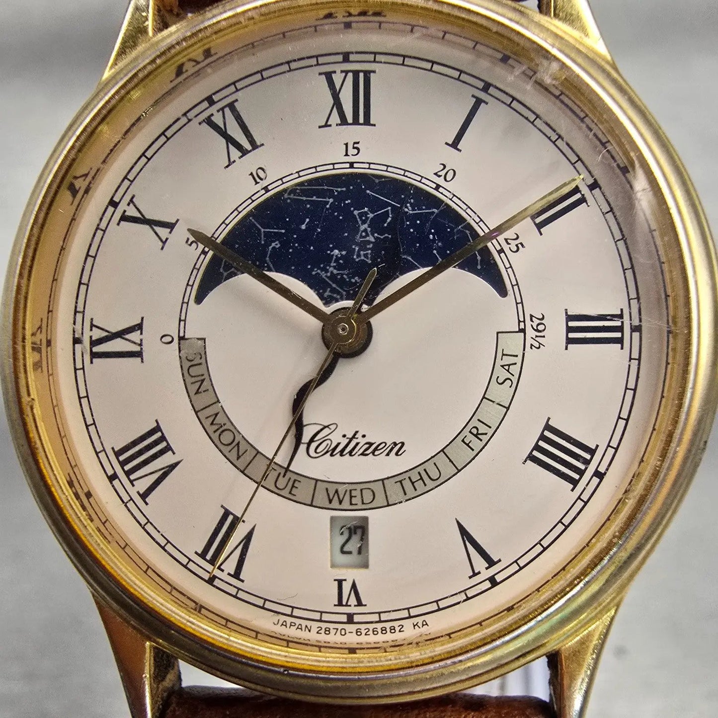 Citizen Astro Fantasy Watch Men 34mm White Dial Moon Phase 2870-269393 New Batt1