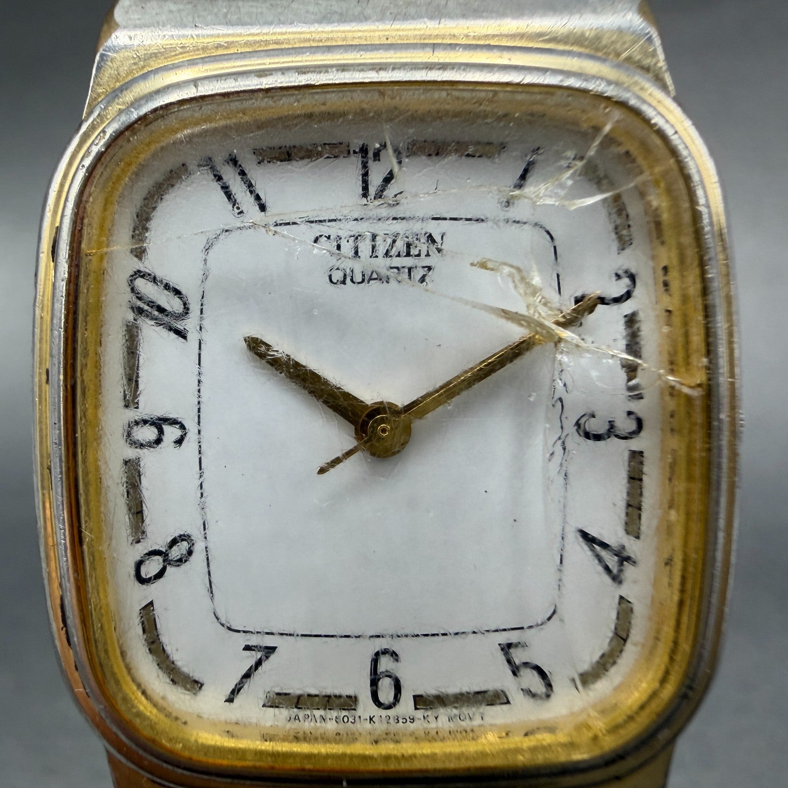 Citizen Tank Watch Unisex 27mm White Dial Gold Tone Rectangle 6031-K03658 PARTS2