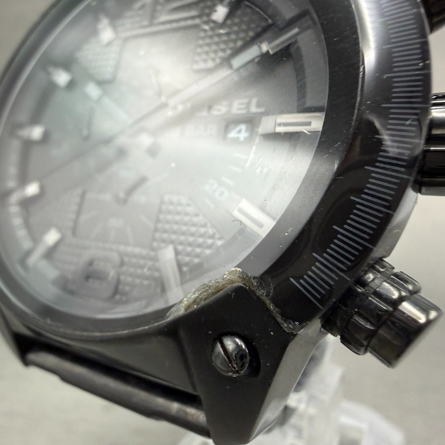 Diesel Overflow Chrono Watch Men 49mm Black Dial Black Date DZ4223 New Battery7