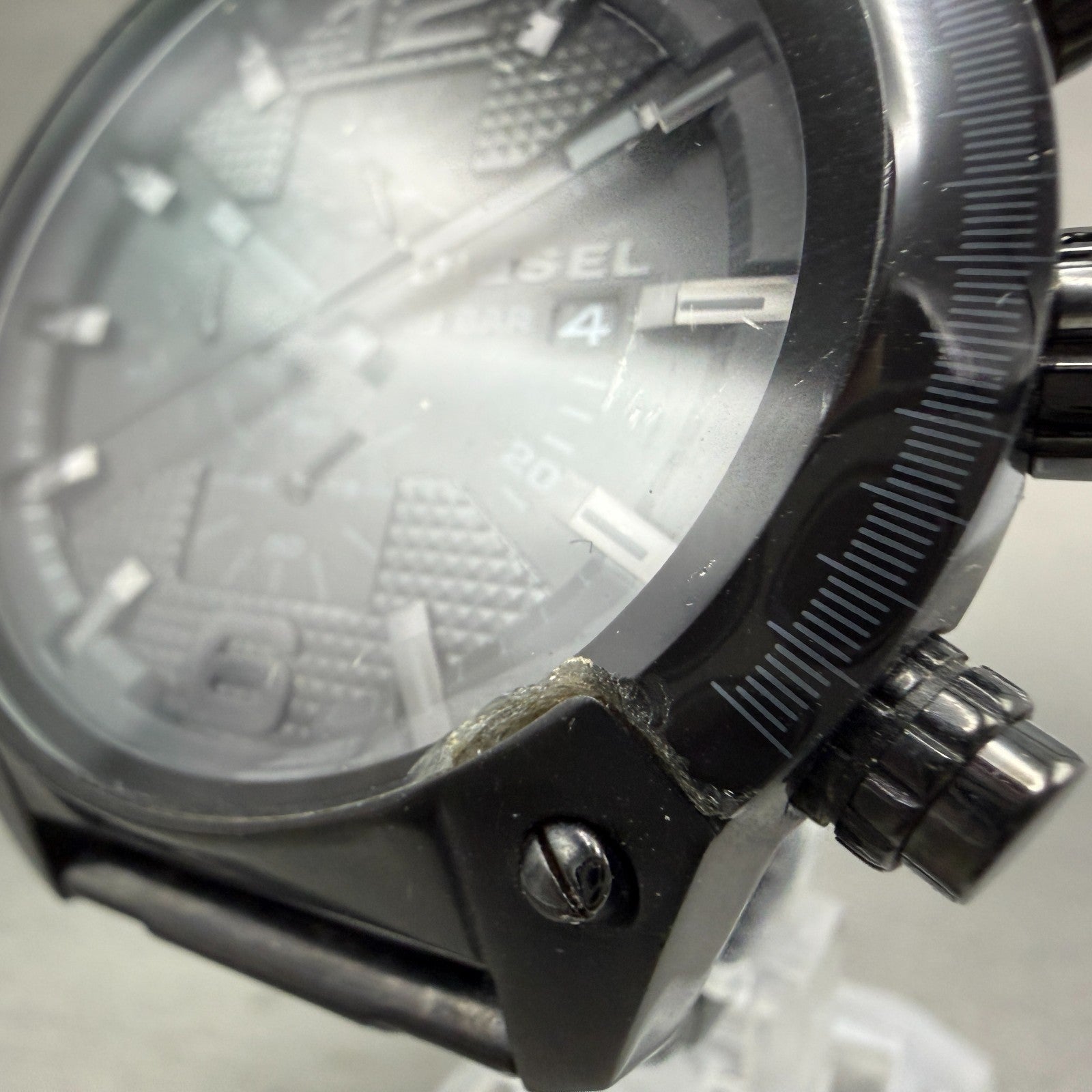 Diesel Overflow Chrono Watch Men 49mm Black Dial Black Date DZ4223 New Battery7