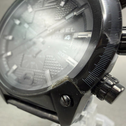 Diesel Overflow Chrono Watch Men 49mm Black Dial Black Date DZ4223 New Battery7