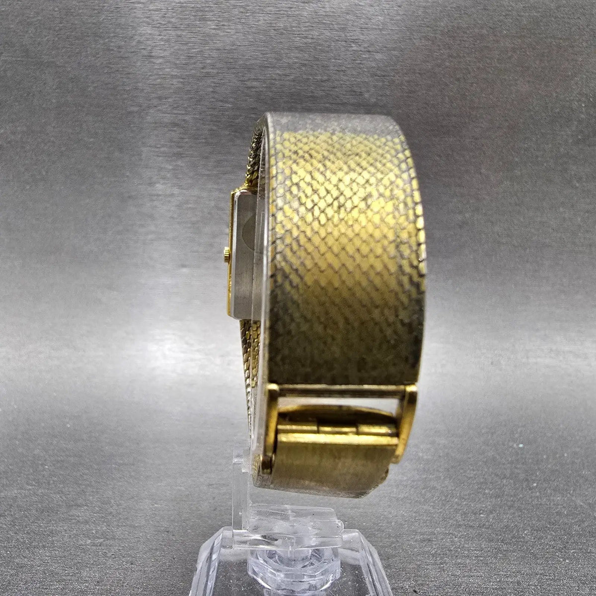 Seiko Tank Watch Men 26mm Black Dial Gold Tone Rectangle 7430-5160 PARTS8
