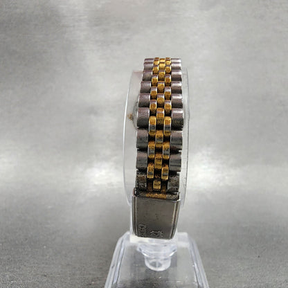 Seiko SQ Watch Women 24mm Blue Dial Two Tone Daydate Round New Battery KJ787
