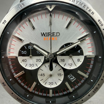 Seiko Wired Beams Chronograph Watch Men 44mm Black & Silver Dial Steel NewBat3